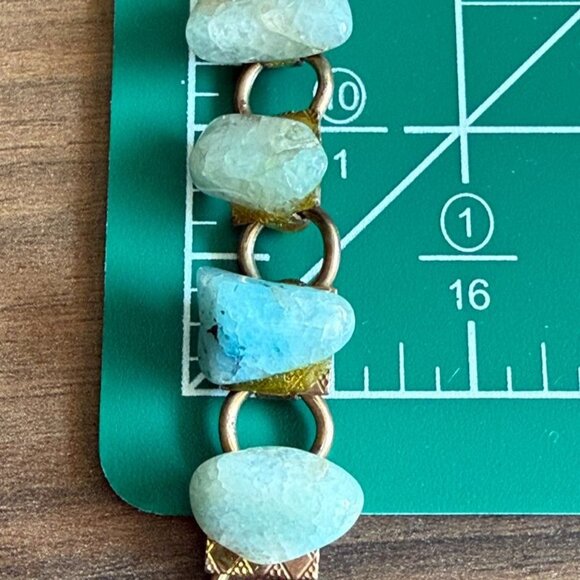 Vintage Larimar Stone Bracelet With Gold Plated Chain & Clasp 7" Length - Picture 10 of 10